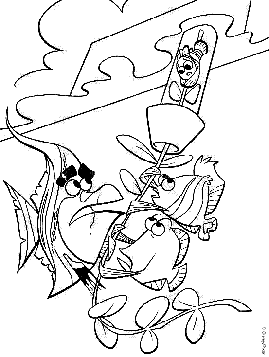 coloriage nemo coince dans un tunnel